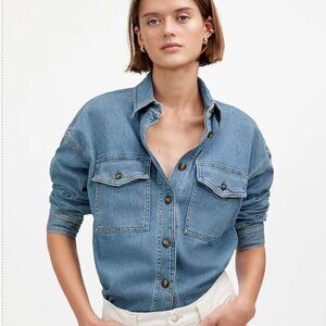NWT Madewell Denim Long-Sleeve Button-Up Shirt, Medium (Blissfield Wash)